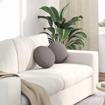 vidaXL Възглавници за седалки 2 pcs Таупе Ø30 x 13 см текстил (42014089)