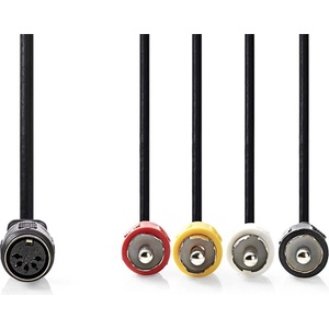 Nedis CAGL20475BK02 аудиокабел 5p DIN гнездо - 4 x RCA щепсел, дължина 0, 20 м (CAGL20475BK02)