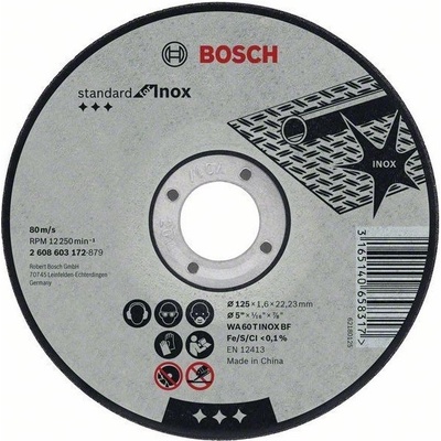 Bosch kotouč řezný 125x1,6 Standard na nerez 2608603172