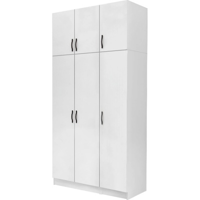 TopMebel Шкаф с три врати от меламин Vivian с кабинет в бял цвят 120x51.8x240см