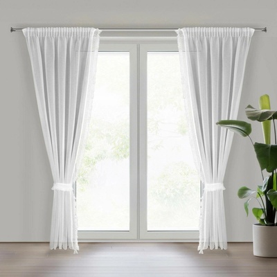 EUROFIRANY ZÁCLONA NA PÁSCE KIRA3, SADA 2KS 140X270 CM BÍLÁ