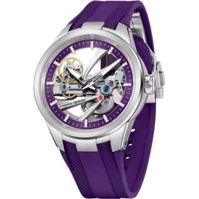 Pagani design Мъжки часовник Pagani Design Xeric, Механичен, Силиконова каишка, Скелетон, Лилав / Сребрист (PD-YS030-PURPLE-SILVER)