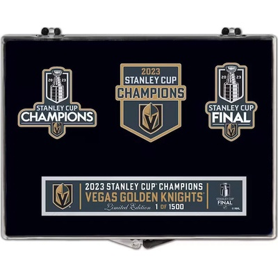 Fanatics set odznaků Vegas Golden Knights 2023 Stanley Cup Champions Three-Piece Pin Set