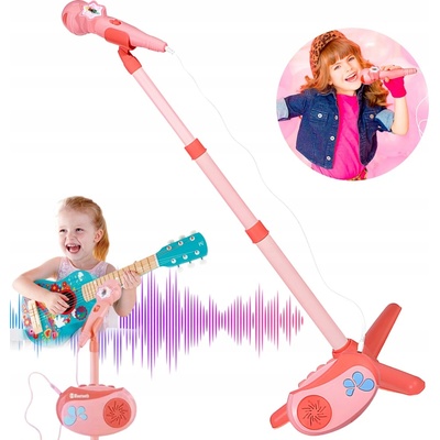 Karaoke Set pro Děti Mikrofon Stativ Svítící Funkce Nahrávání LED