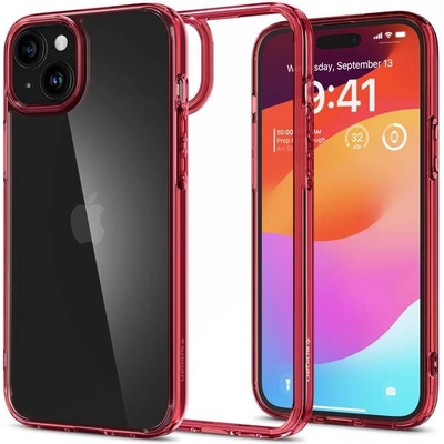 Spigen Противоударен Калъф за iPhone 15 Plus, Spigen Ultra Hybrid Case, Червен (ACS06654)