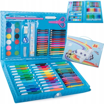 FunPlay FP-3565 Sada na malování a kreslení v kufříku 86 ks modrá