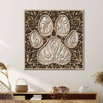 dřevo života Dřevěný obraz TLAPKA Zvolte rozměr (cm): 80x80, Zvolte barvu dekoru: Dub sunoma-Ořech-Wenge