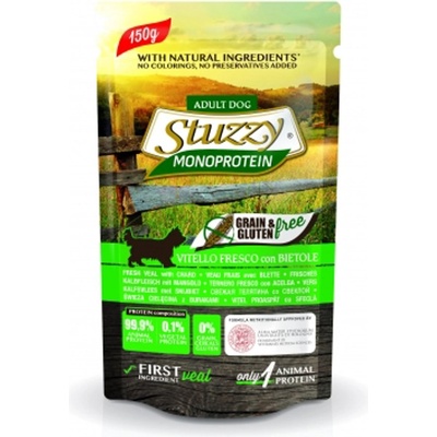 Stuzzy Monoprotein Grain& Gluten Free Fresh Veal With Chard - Пауч за израснали кучета с телешко и цвекло, 150 гр