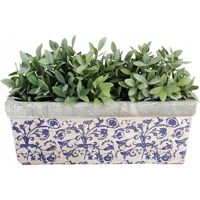 Esschert Design Květináč 40 x 15,7 x 15 cm beton bílý modrý