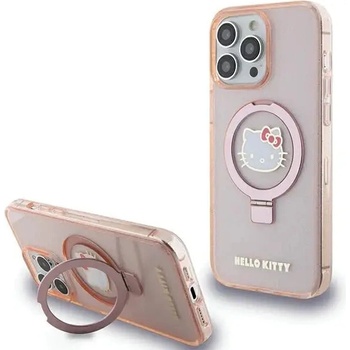 Hello Kitty Кейс Hello Kitty Ring Stand Glitter Electrop Logo MagSafe за iPhone 15 Pro Max, розов (Hel000117-0)