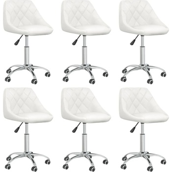 Image 1 of vidaXL Въртящи се трапезни столове, 6 бр, бели, изкуствена кожа (3088675)