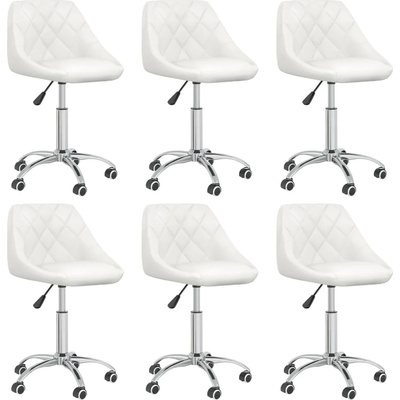 vidaXL Въртящи се трапезни столове, 6 бр, бели, изкуствена кожа (3088675)