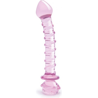 Dream Toys Dildo GLAZE GLASS 9" Rosebud Spiral G spot růžové