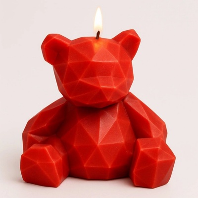 Svíčkománie3D Low-poly méďa červená 55 g