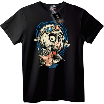 NOONEBRAND Тениска 3D Череп Филмова Пуканка - 2XL, Black