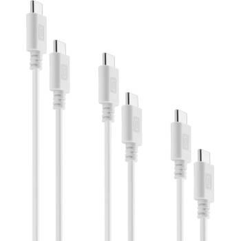 Cellularline Кабели Cellularline - Multipack, USB-C/USB-C, 0.15 m/1.2 m/2 m, бели (USBDATA3XC2CW)