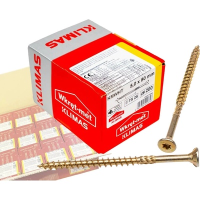Klimas Wkret-Met TX 5x80mm - 1 Kartón (12x200 ks) - Skrutky / Vruty do dreva so zapustenou hlavou, WKCS