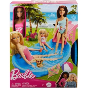 Barbie s bazénem a skluzavkou