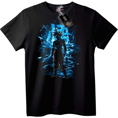 NOONEBRAND Тениска Гоку синя енергия - аниме - XS, Black