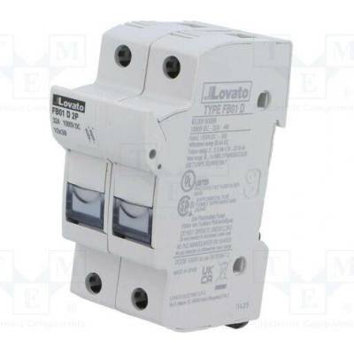LOVATO ELECTRIC FB01D2P Pojistkový spodek; 10x38mm; na přípojnici DIN; 32A; Póly: 2; 1kVDC