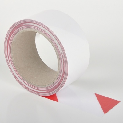 Extra tenká podlahová páska odolná proti znečištění WT-5229, odnímatelná – polyester, červeno-bílá, 75 mm × 15 m
