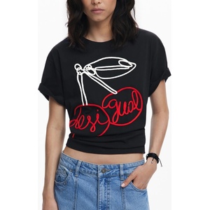 DESIGUAL Дамска тениска с къс ръкав desigual, Размер xs, Цвят Черен (25wwtk51_ne2000)