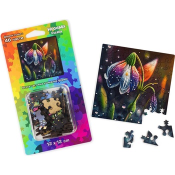 WoodMix Puzzles Дървен пъзел WoodMix, Цветя, 40 части - Кокиче (WM-P40-0001)