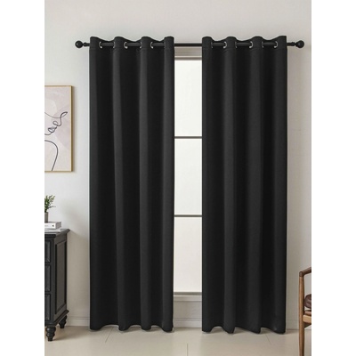 MKLozkoviny.sk Blackout závesy Elias čierna - 140 × 250 cm (2 ks) - krúžky