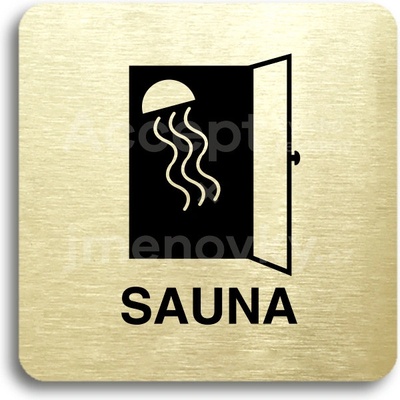 ACCEPT Piktogram sauna - zlatá tabulka - černý tisk bez rámečku