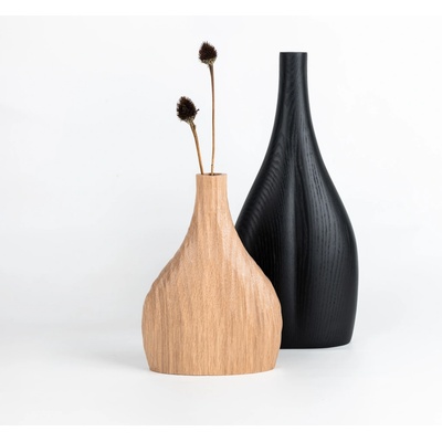 Valovič Woodworking Výhodná ponuka - Set veľká + malá váza Jaseň Black + Dub Text