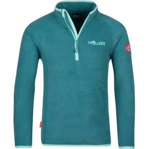 TROLLKIDS Детски поларен пуловер Trollkids Kid's Nordland Half Zip Fleece jumper - Teal / Aqua - размер 164 (EU) (704-1727-2019)