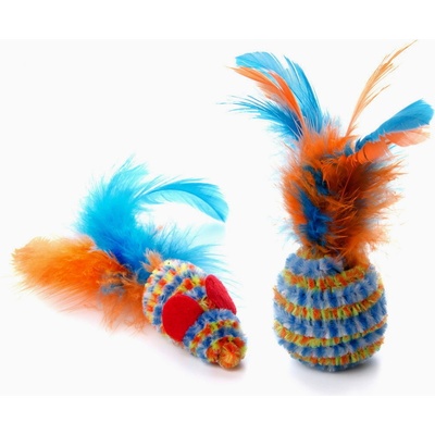JK Animals Loptička a myška s pierkom 10 cm