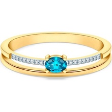 Savicki Zásnubný prsteň dvojfarebné zlato modrý topás diamanty SAVPI KU 40680 Z