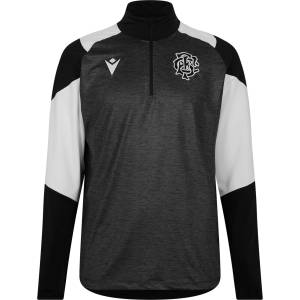 Macron Тениска Macron Men's Barbarians Quarter-Zip Replica Short-Sleeve T-Shirt - Black/White