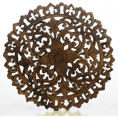 Dřevěná nástěnná dekorace Bali flower natural ø 30 cm