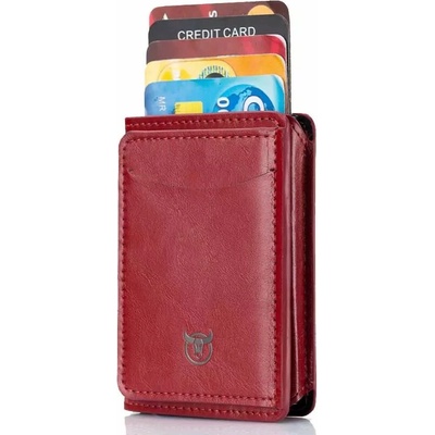 BULLCAPTAIN kožená hliníková dokladovka RFID Červená