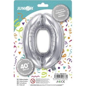 JUNIOR Балон за рожден ден JUNIOR номер 0 100 cm сребърен