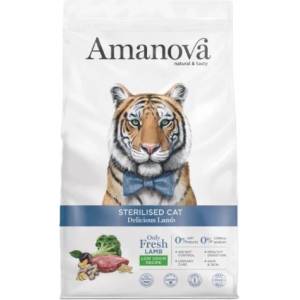 Amanova sterilised cat delicious lamb - пълноценна храна за кастрирани котки от всички породи, с Агнешко и броколи - 4 кг, Испания - 33551