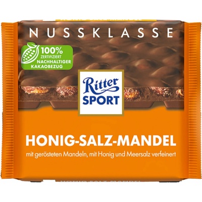 Ritter Sport mléčná s celými slanými mandlemi a medem 100 g
