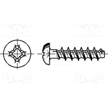 BOSSARD 3351564 Vrut; pro plasty; 1,4x4; Hlava: kulatá; Phillips; PH0; ocel; zinek