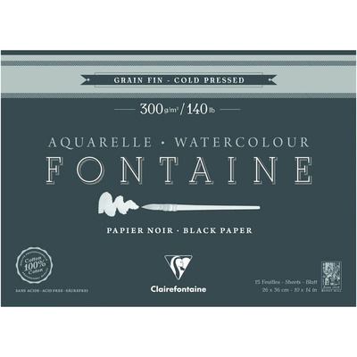 Clairefontaine Čierny akvarelový blok Fontaine 300 g/m²36