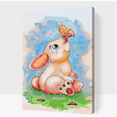Vymalujsisam.cz Malování podle čísel Králíček s motýlem na nose Velikost 40 x 60 cm Rámování Na kartonové desce