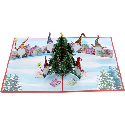 Kiriori Поздравителна картичка Kiriori Pop-up - Джуджета с елха (CSRCH209PANO)