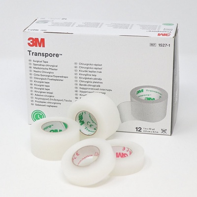 3M Transpore 2,5 cm x 9,1 m transparentní náplast 12 ks