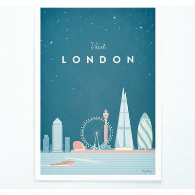 Travelposter London plakát modrá/tmavá