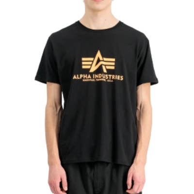 Alpha Industries Basic T Shirt Neon Print Black/Neon Orange