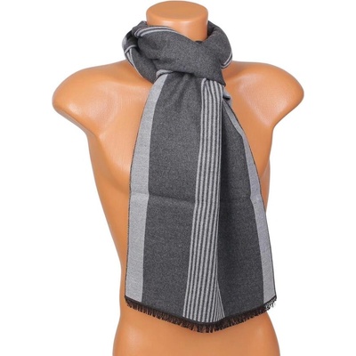 Мъжки кашмирен шал в сиви нюанси с райе