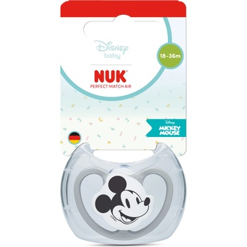 Nuk Perfect Match биберон залъгалка, силикон 18+ мес. 1бр. , AIR, Мики, сива (10177241)