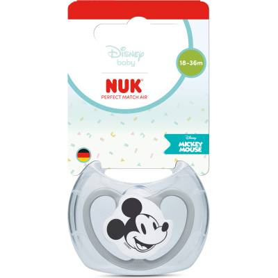 Nuk Perfect Match биберон залъгалка, силикон 18+ мес. 1бр. , AIR, Мики, сива (10177241)