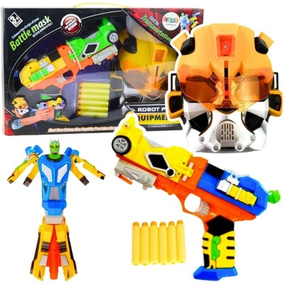 LEANToys Robotická pistole na pěnové šipky s maskou 5090